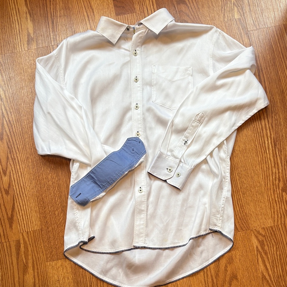 Tommy Bahama Men's White Shirt with Blue Accents